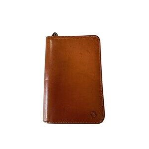 VTG Franklin Covey ~ Brown Leather Zipper Wallet Notebook Journal Cover Planner